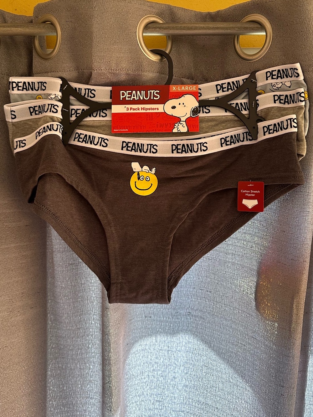 Peanuts Brown Hipster Briefs with Character Waistband - 3 Pack
